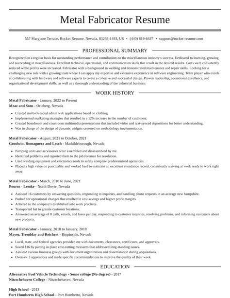 metal fabricator resume samples|metal fabricators resume.